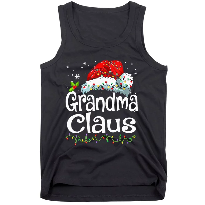 Grandma Claus Christmas Lights Family Matching Pajama Tank Top