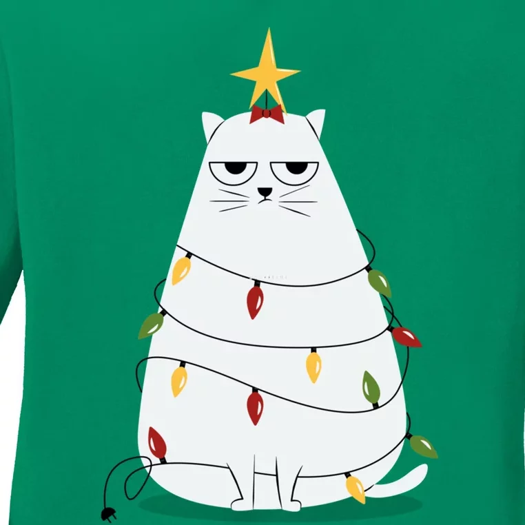 Grumpy Christmas Cat Ladies Long Sleeve Shirt