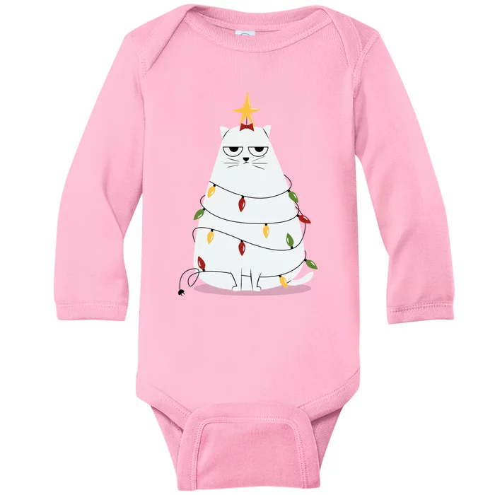 Grumpy Christmas Cat Baby Long Sleeve Bodysuit