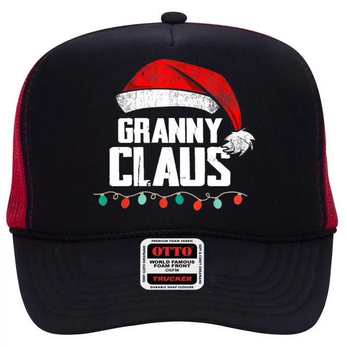 Granny Claus Christmas Pajama Family Matching Xmas Light Great Gift High Crown Mesh Trucker Hat