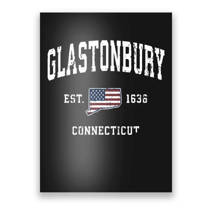 Glastonbury Connecticut Ct Vintage American Flag Design Poster