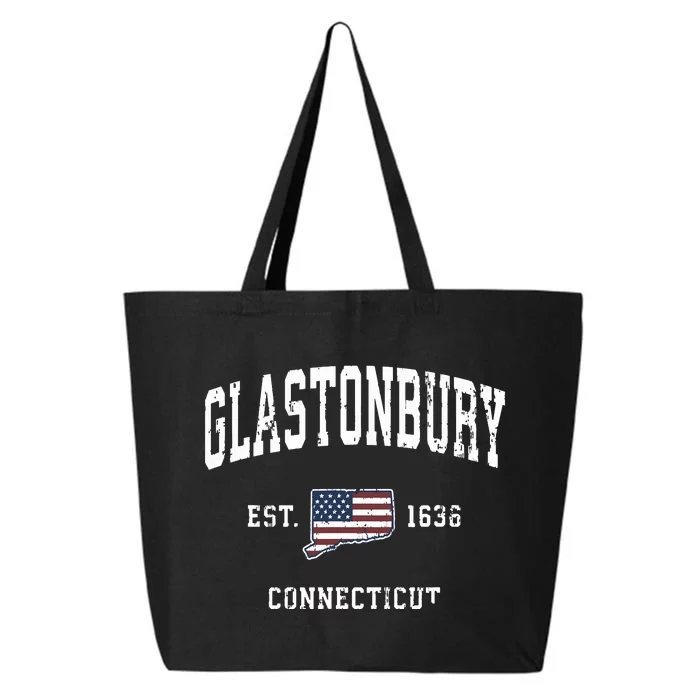 Glastonbury Connecticut Ct Vintage American Flag Design 25L Jumbo Tote