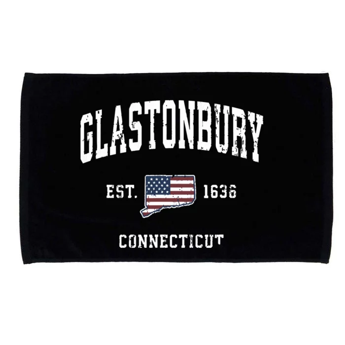 Glastonbury Connecticut Ct Vintage American Flag Design Microfiber Hand Towel