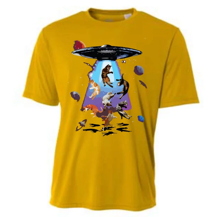 Galaxy Cat Cat UFO Funny Cat Cat Graphic Cat Owner Cooling Performance Crew T-Shirt