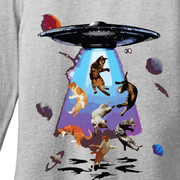 Galaxy Cat Cat UFO Funny Cat Cat Graphic Cat Owner Womens CVC Long Sleeve Shirt