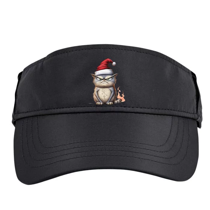 Grumpy Christmas Cat Santa Hat Adult Drive Performance Visor