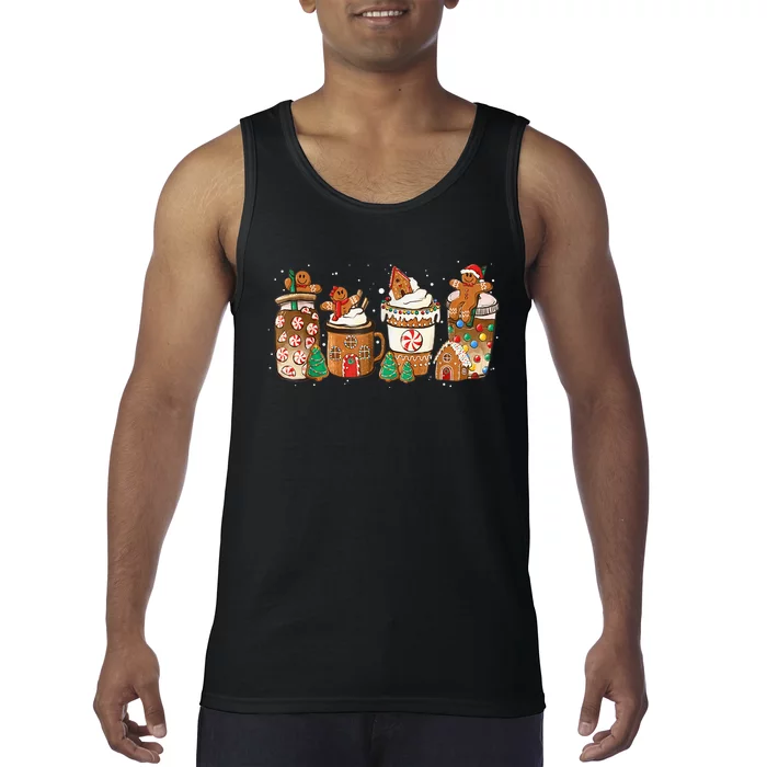 Gingerbread Cookie Christmas Coffee Cups Latte Drink Outfit Tank Top