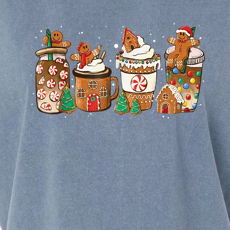 Gingerbread Cookie Christmas Coffee Cups Latte Drink Outfit Garment-Dyed Women's Muscle Tee