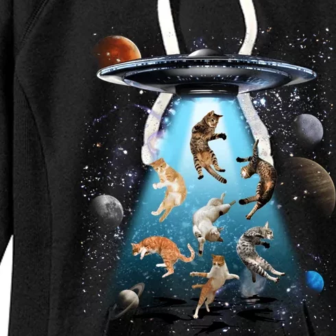 Galaxy Cat Cat Ufo Funny Cat Cat Graphic Cat Owner Gift Women's Fleece Hoodie