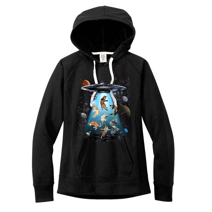 Galaxy Cat Cat Ufo Funny Cat Cat Graphic Cat Owner Gift Women's Fleece Hoodie