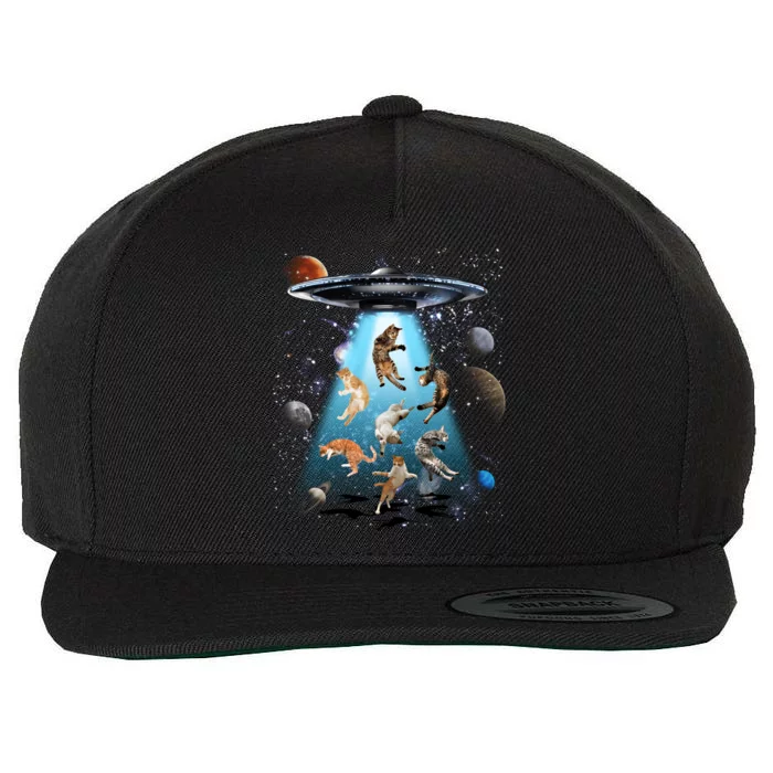 Galaxy Cat Cat Ufo Funny Cat Cat Graphic Cat Owner Gift Wool Snapback Cap