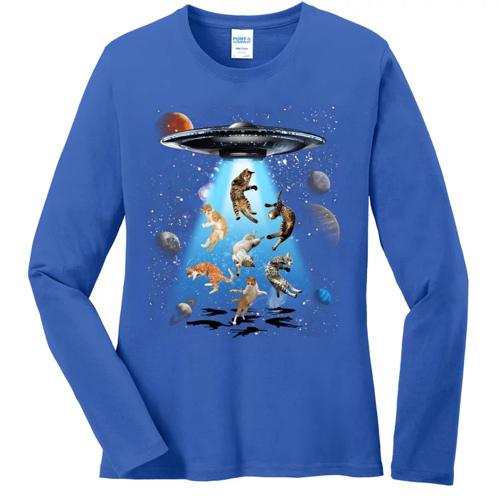 Galaxy Cat Cat Ufo Funny Cat Cat Graphic Cat Owner Gift Ladies Long Sleeve Shirt