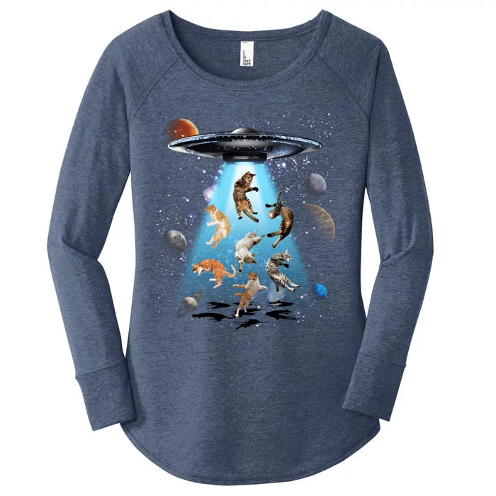 Galaxy Cat Cat Ufo Funny Cat Cat Graphic Cat Owner Gift Women's Perfect Tri Tunic Long Sleeve Shirt