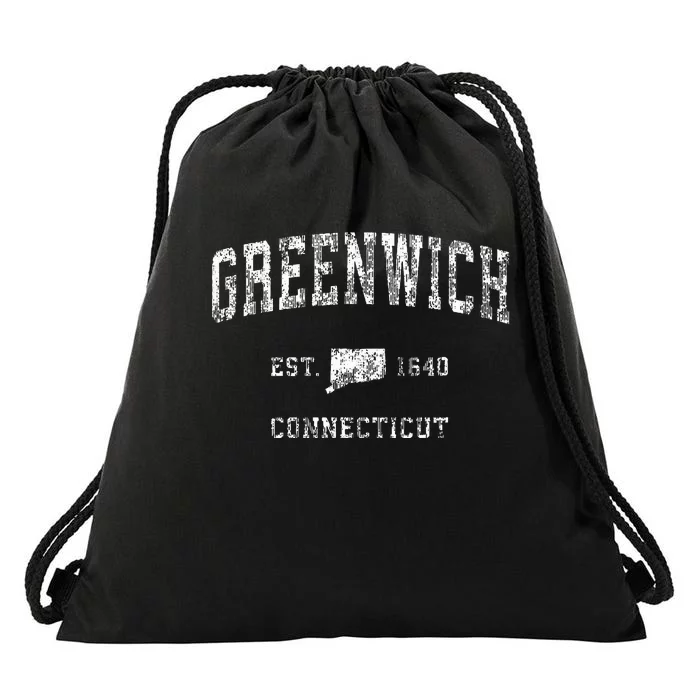 Greenwich Connecticut Ct Vintage Athletic Sports Drawstring Bag