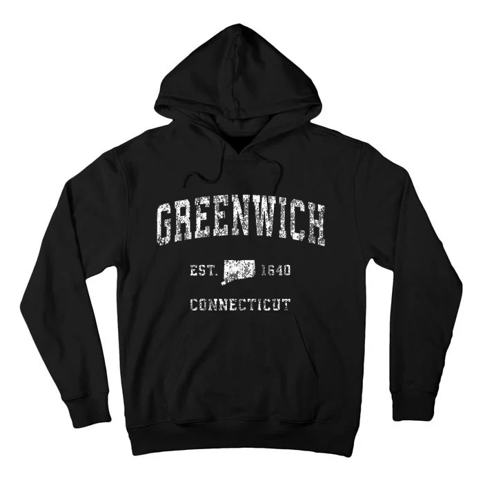 Greenwich Connecticut Ct Vintage Athletic Sports Tall Hoodie