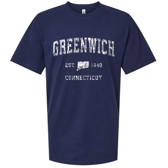 Greenwich Connecticut Ct Vintage Athletic Sports Sueded Cloud Jersey T-Shirt