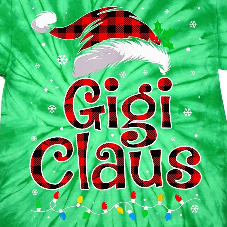 Gigi Claus Christmas Lights Pajama Family Matching Tie-Dye T-Shirt