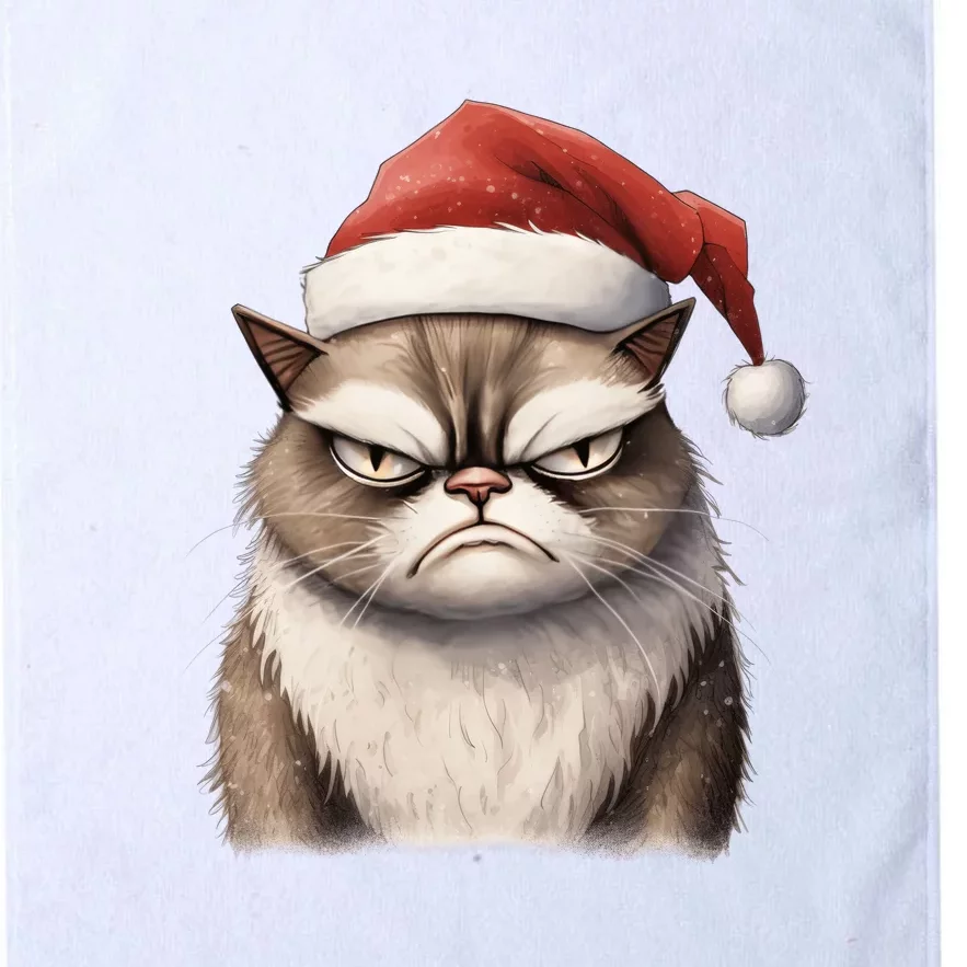 Grumpy Christmas Cat Santa Hat Platinum Collection Golf Towel