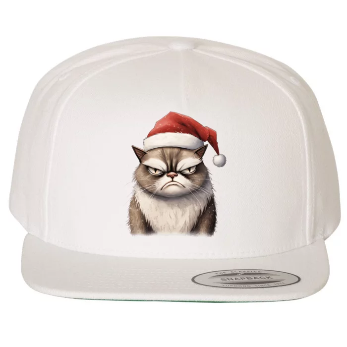 Grumpy Christmas Cat Santa Hat Wool Snapback Cap