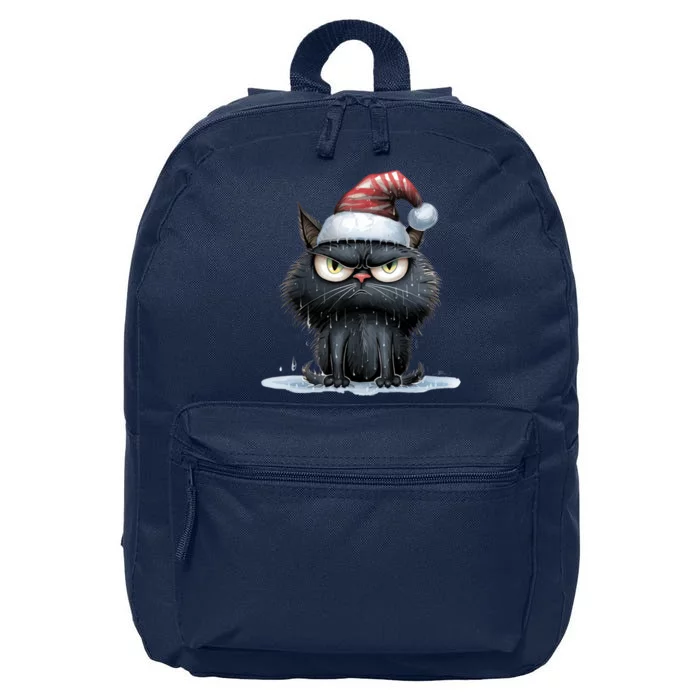 Grumpy Christmas Cat Santa Hat 16 in Basic Backpack