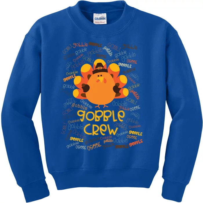 Gobble Crew Cute Fat Turkey Crew Squad Gift Kids Sweatshirt