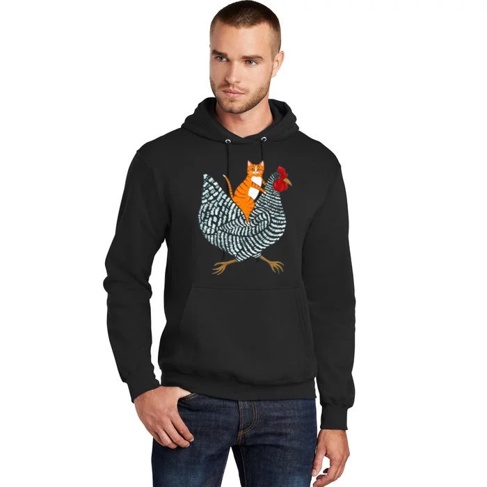 Ginger Cat Chicken Ride Orange Cat Chicken Tall Hoodie