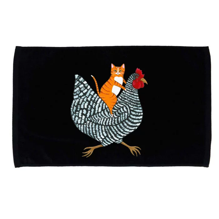 Ginger Cat Chicken Ride Orange Cat Chicken Microfiber Hand Towel