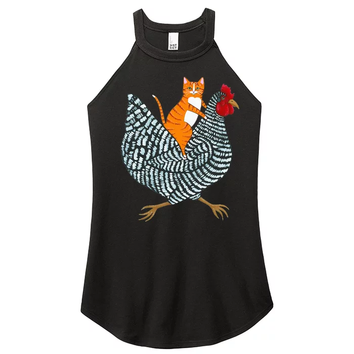 Ginger Cat Chicken Ride Orange Cat Chicken Women’s Perfect Tri Rocker Tank