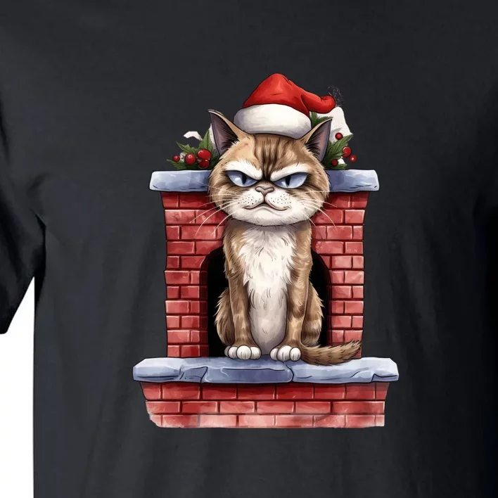 Grumpy Christmas Cat Chimney Tall T-Shirt