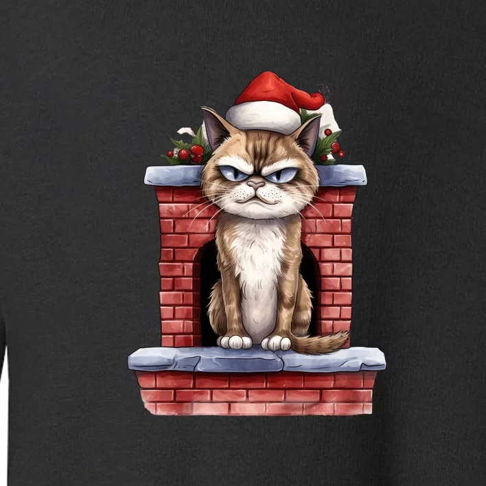 Grumpy Christmas Cat Chimney Toddler Sweatshirt