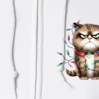 Grumpy Christmas Cat Lights Full Zip Hoodie