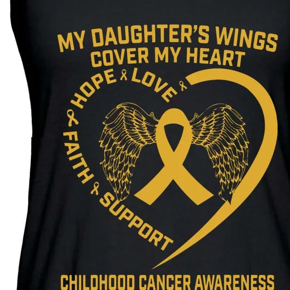 Gold Childhood Cancer Awareness In Memory Of My Daughter Ladies Essential Flowy Tank