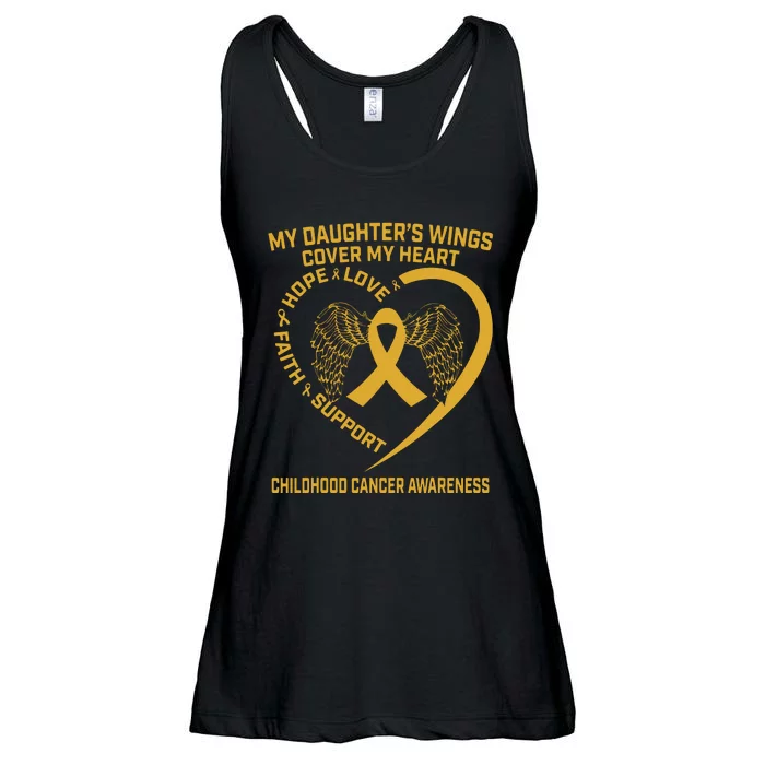 Gold Childhood Cancer Awareness In Memory Of My Daughter Ladies Essential Flowy Tank