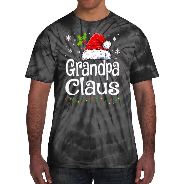 Grandpa Claus Christmas Lights Pajama Family Matching Tie-Dye T-Shirt