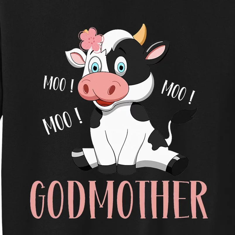 Godmother Cow Cute Cow Farmer Birthday Matching Family Tall Sweatshirt