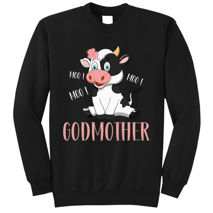 Godmother Cow Cute Cow Farmer Birthday Matching Family Tall Sweatshirt