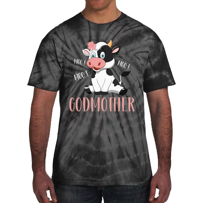 Godmother Cow Cute Cow Farmer Birthday Matching Family Tie-Dye T-Shirt