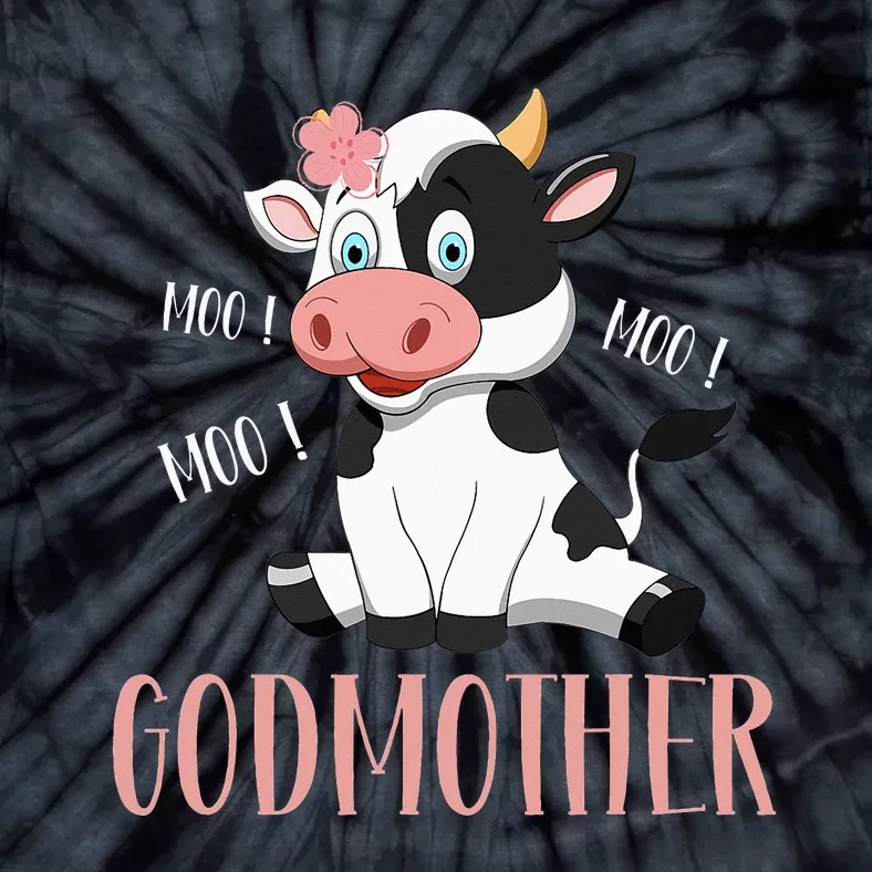 Godmother Cow Cute Cow Farmer Birthday Matching Family Tie-Dye T-Shirt