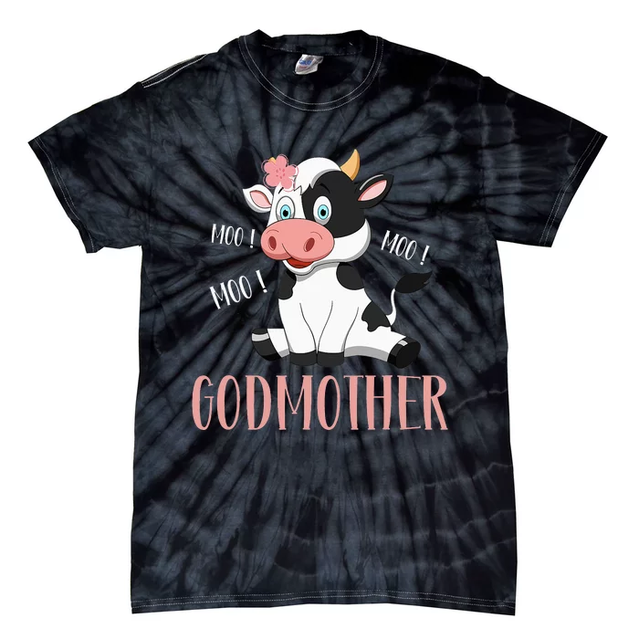 Godmother Cow Cute Cow Farmer Birthday Matching Family Tie-Dye T-Shirt