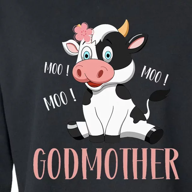 Godmother Cow Cute Cow Farmer Birthday Matching Family Cropped Pullover Crew