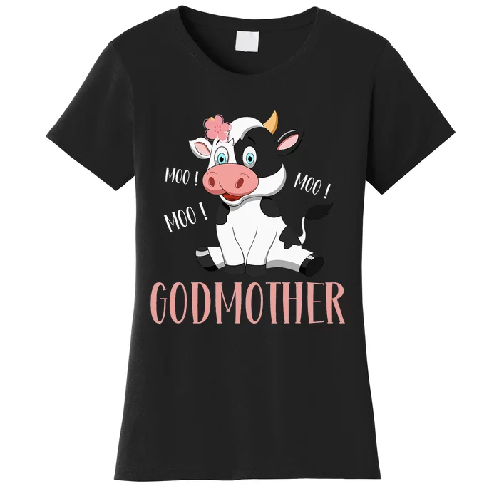 Godmother Cow Cute Cow Farmer Birthday Matching Family Women's T-Shirt