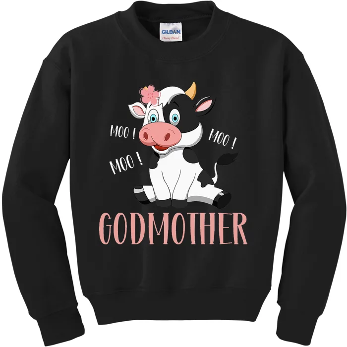 Godmother Cow Cute Cow Farmer Birthday Matching Family Kids Sweatshirt