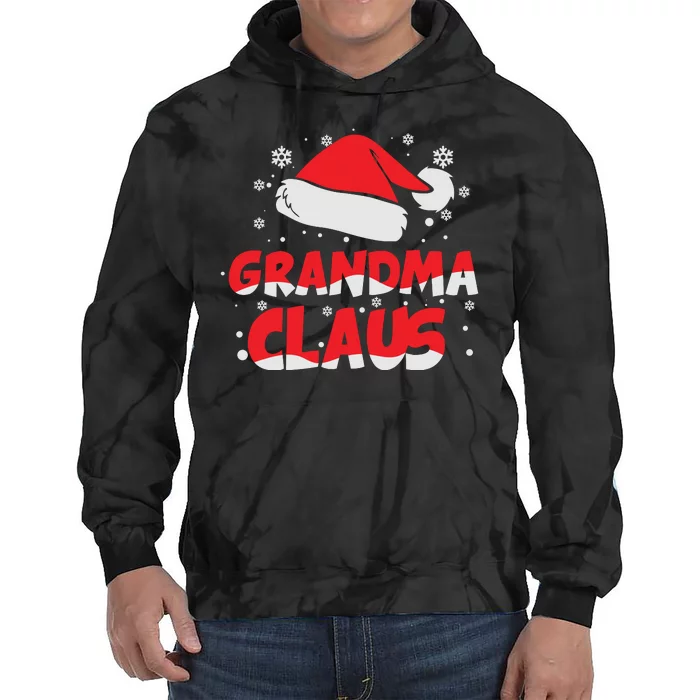 Grandma Claus Christmas Santa Hat Tie Dye Hoodie