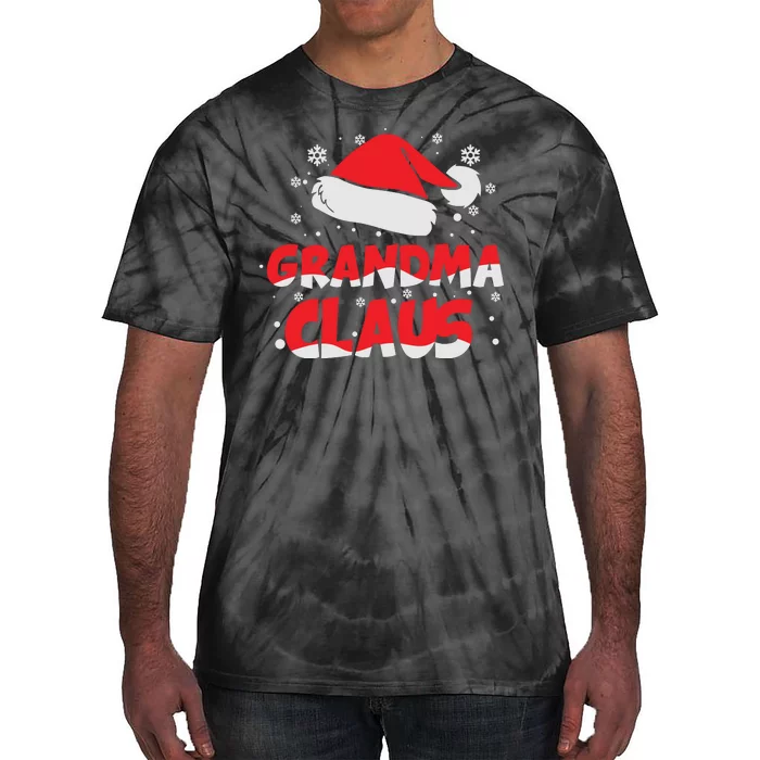 Grandma Claus Christmas Santa Hat Tie-Dye T-Shirt