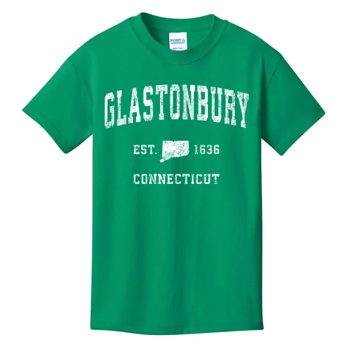 Glastonbury Connecticut Ct Vintage Athletic Sports Kids T-Shirt