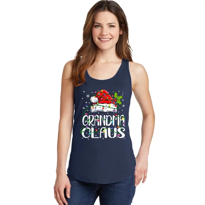 Grandma Claus Christmas Lights Pajama Family Matching Ladies Essential Tank