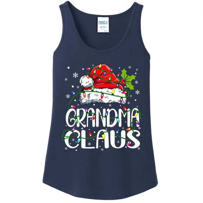 Grandma Claus Christmas Lights Pajama Family Matching Ladies Essential Tank