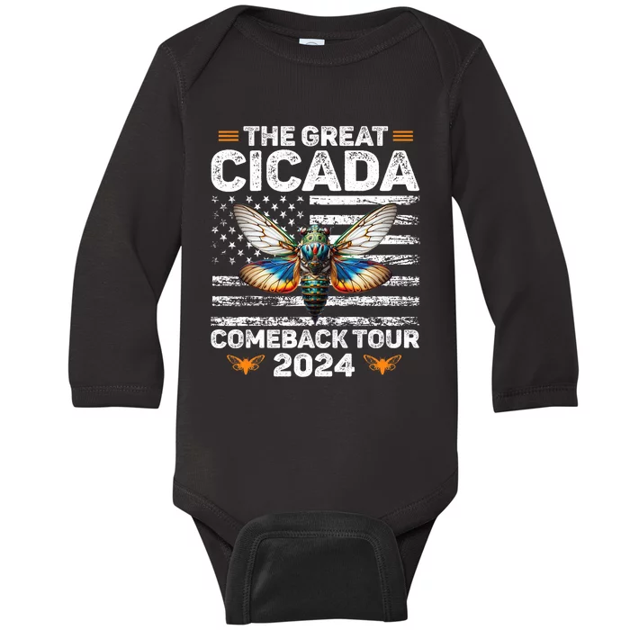 Great Cicada Come Back 2024 Cicada Invasion 2024 Baby Long Sleeve Bodysuit