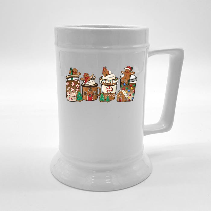 Gingerbread Cookie Christmas Coffee Cups Latte Snowman Cozy Front & Back Beer Stein