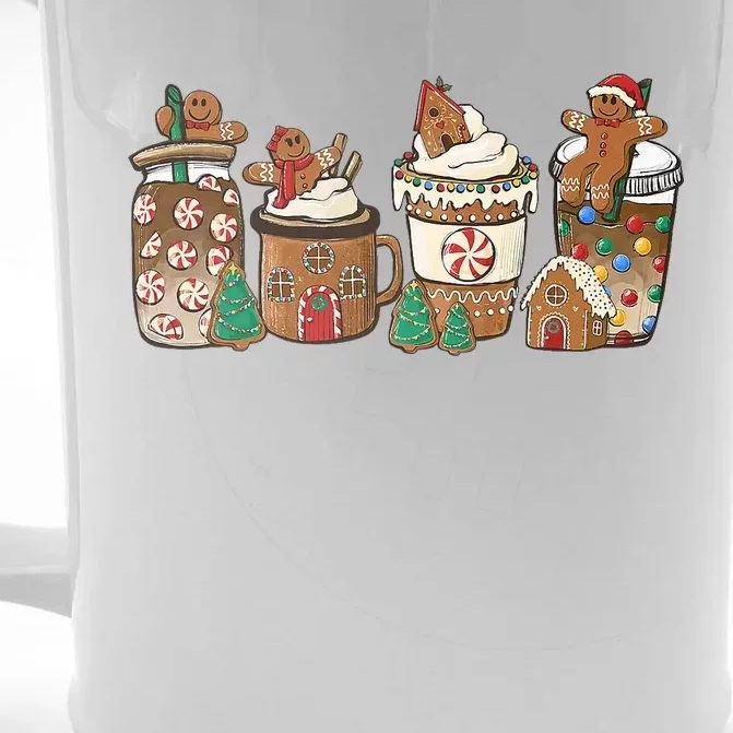 Gingerbread Cookie Christmas Coffee Cups Latte Snowman Cozy Front & Back Beer Stein